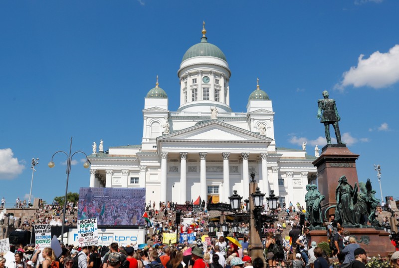 Protest ahead of Trump-Putin meeting in Helsinki