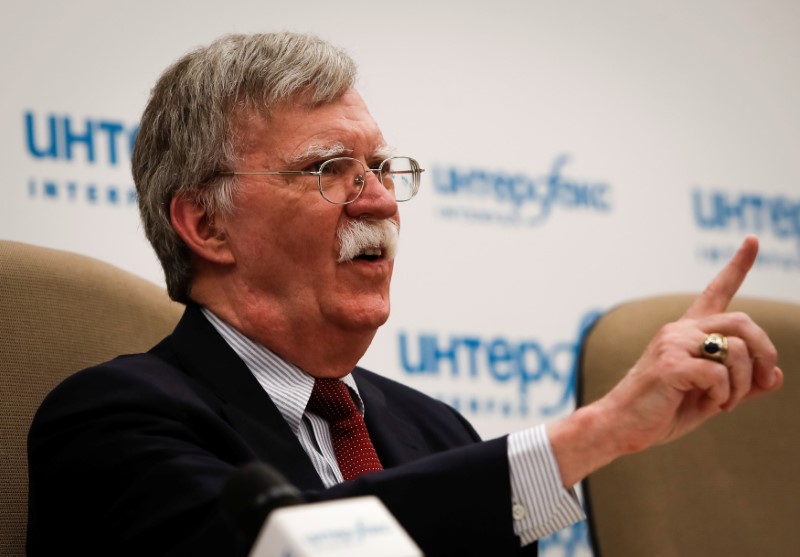 FILE PHOTO: U.S. National Security Adviser John Bolton attends a news conference in Moscow