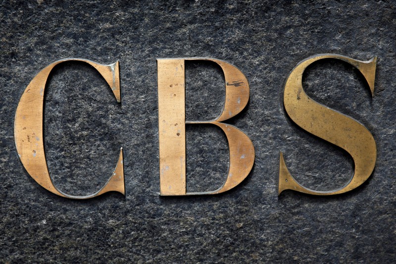 FILE PHOTO: The CBS television network logo is seen outside their offices on 6th avenue in New York