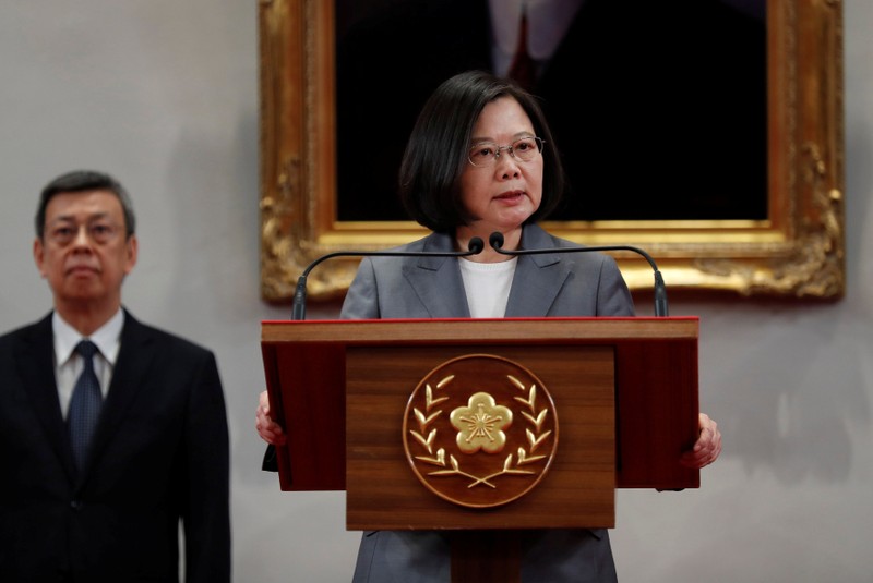 President Tsai Ing-wen speaks to the media, after El Salvador ended diplomatic relations with Taiwan, in Taipei