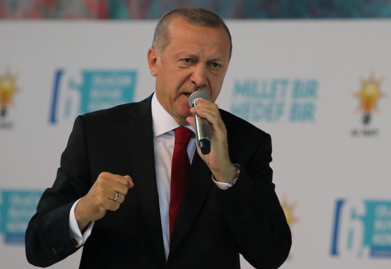FILE PHOTO: Turkish President Erdogan speaks during the sixth Congress of the ruling AK Party in Ankara