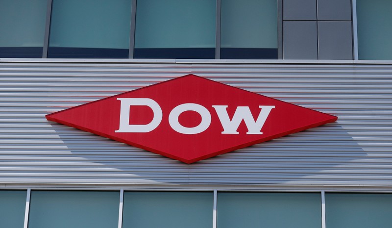 FILE PHOTO: The Dow logo is seen on a building in downtown Midland, Michigan