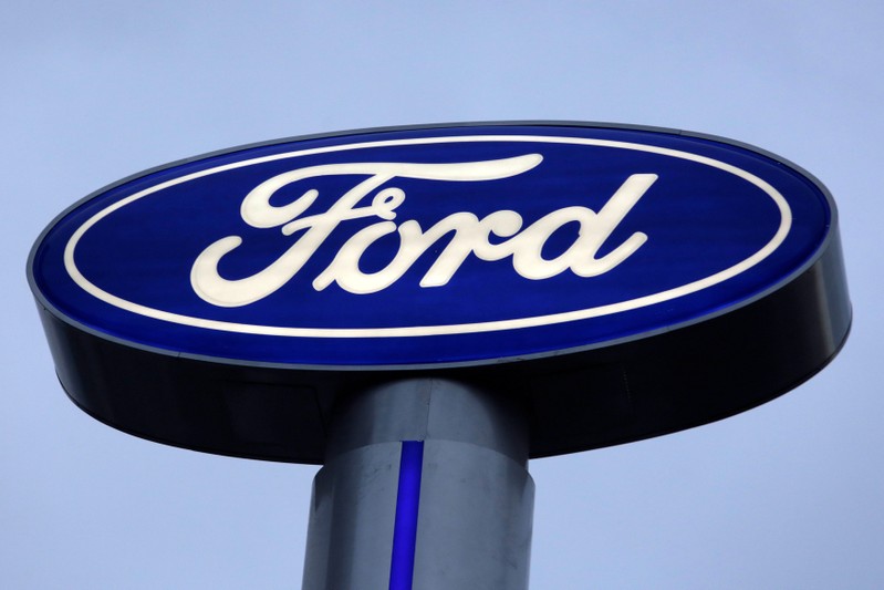 FILE PHOTO - Ford logo is pictured at a car dealership in Monterrey