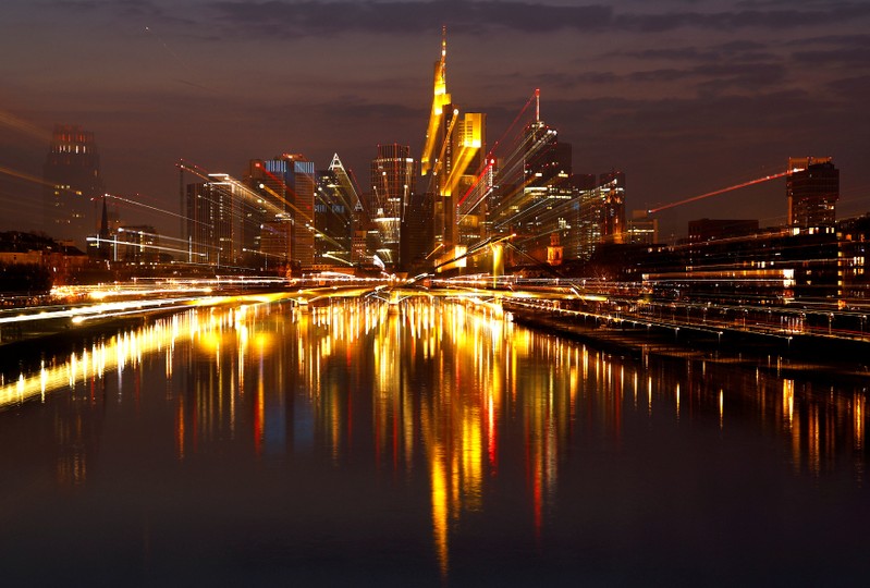 FILE PHOTO: The Frankfurt skyline with its financial district is photographed in the early evening in Frankfurt