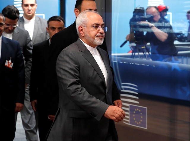 Iran's Foreign Minister Mohammad Javad Zarif arrives at the EU council in Brussels