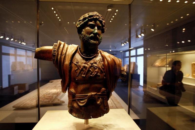 FILE PHOTO: A statue of the Emperor Hadrian is displayed at the Israel Museum in Jerusalem