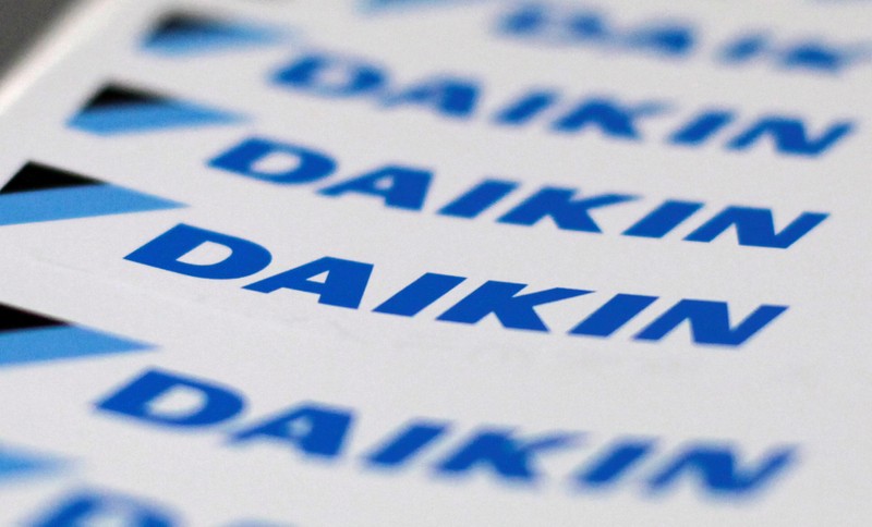 FILE PHOTO: The logos of Daikin Industries Ltd are seen at the company's office in Tokyo