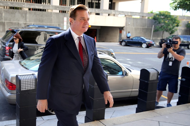FILE PHOTO: Former Trump campaign manager Manafort arrives for arraignment at U.S. District Court in Washington
