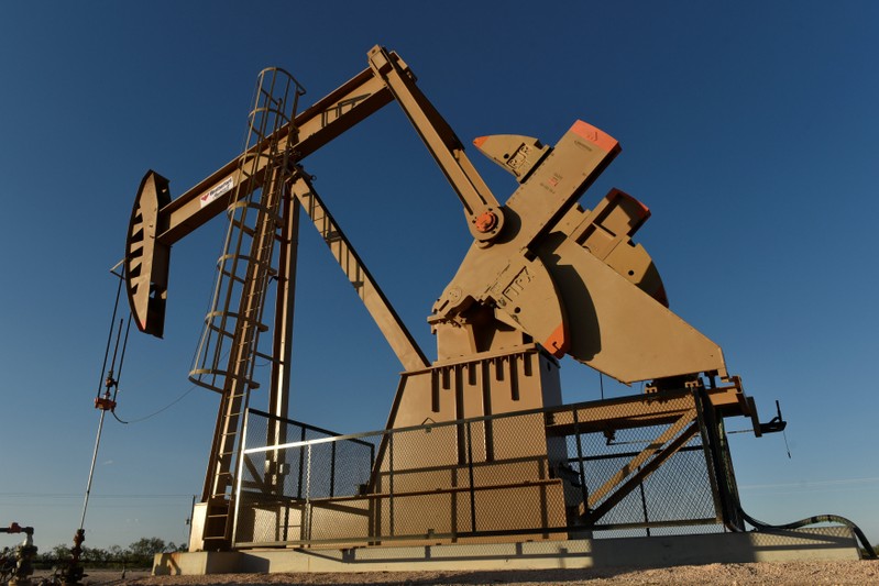 A pump jack on a lease owned by Parsley Energy operates in the Permian Basin near Midland