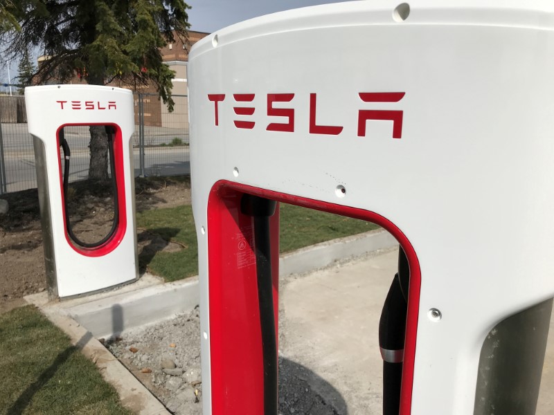 FILE PHOTO: Tesla superchargers are installed at the Quinte Mall in Belleville