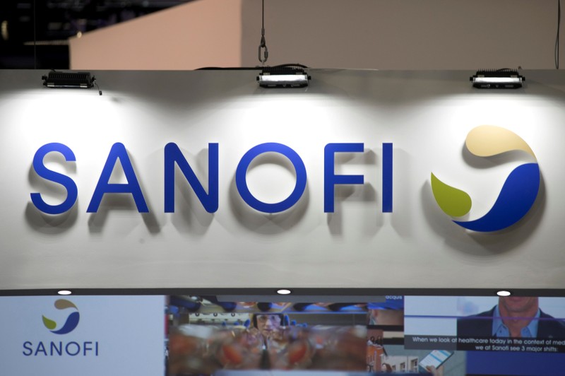 FILE PHOTO: The logo of Sanofi is pictured during the Viva Tech start-up and technology summit in Paris