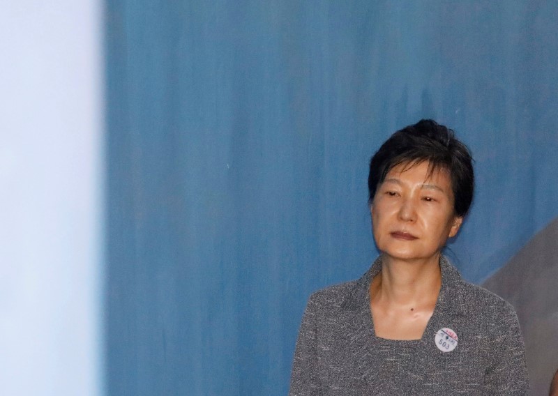 FILE PHOTO: Former South Korean President Park Geun-hye arrives at a court in Seoul