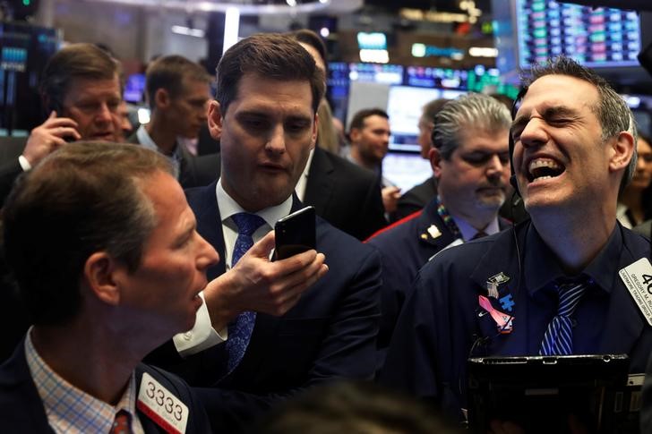 Traders on the floor of the New York Stock Exchange in New York, U.S., April 3, 2018.