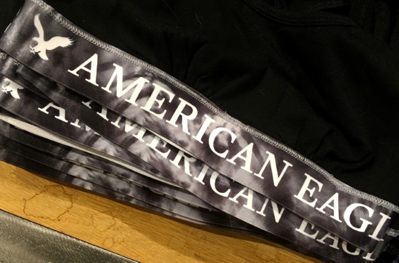 Clothing is seen for sale in an American Eagle Outfitters retail store in Manhattan, New York