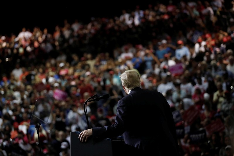 U.S. President Donald Trump attends a Make America Great Again Rally at the Florida State Fairgrounds in Tampa, Florida