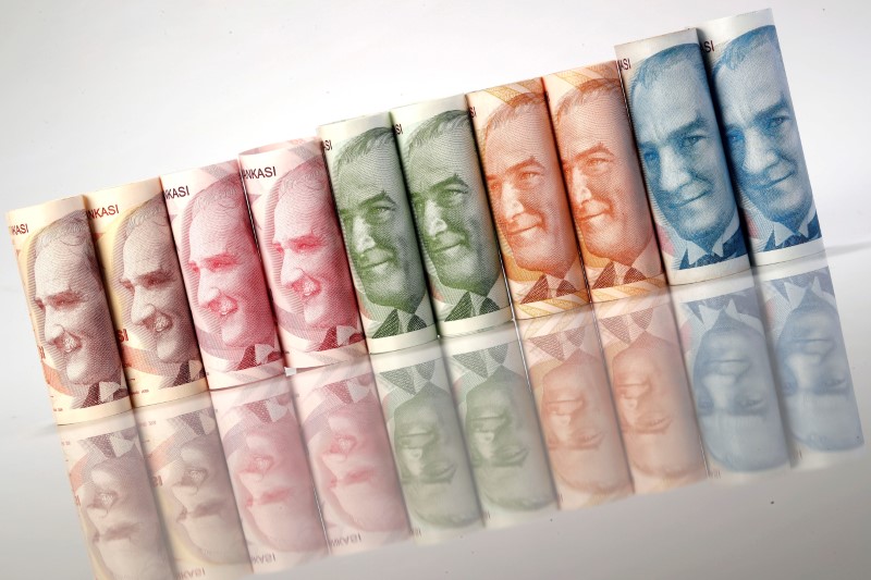 FILE PHOTO: Turkish Lira banknotes are seen in this picture illustration