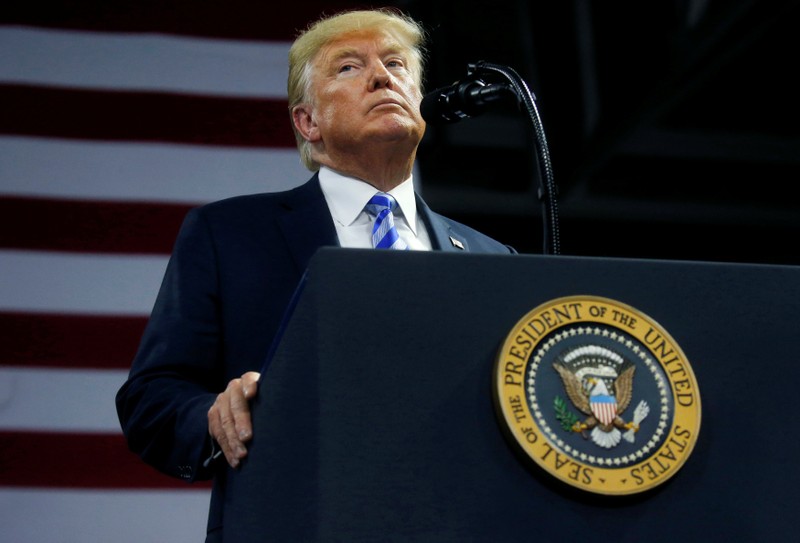 U.S. President Donald Trump speaks at a Make America Great Again rally at the Civic Center in Charleston, West Virginia, U.S.