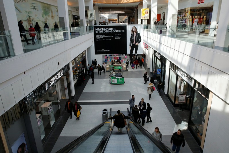 FILE PHOTO: People are seen walking through Roosevelt Field shopping mall in Garden City, New York
