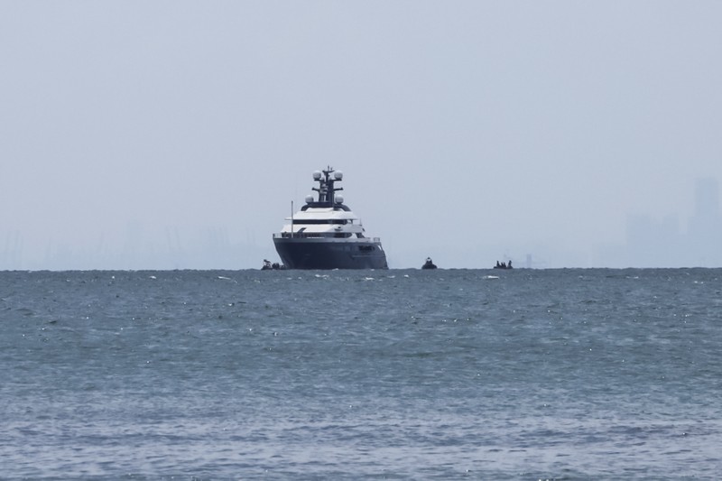 The Cayman Islands-flagged $250 million luxury yacht Equanimity is seen in the waters of Batam, Riau Islands,