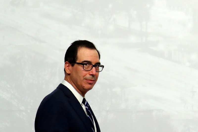 FILE PHOTO: U.S. Secretary of the Treasury Mnuchin arrives for a news conference at the G20 Meeting of Finance Ministers in Buenos Aires