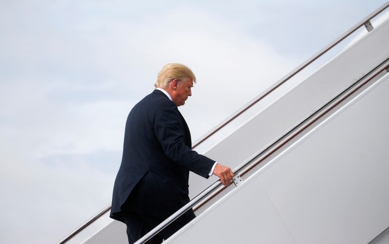 President Trump boards Air Force One for campaign travel to West Virginia at Joint Base Andrews