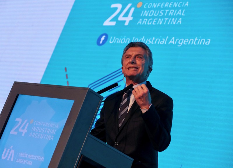 Argentina's President Macri speaks at the Argentine Industrial Union annual conference in Buenos Aires