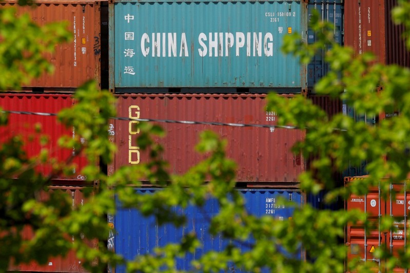 FILE PHOTO: FILE PHOTO: Shipping containers are stacked at the Paul W. Conley Container Terminal in Boston