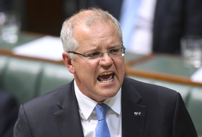 Australian Prime Minister Scott Morrison speaks in the House of Representatives at Parliament House in Canberra
