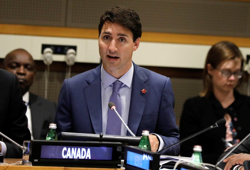 Canadian Prime Minister Justin Trudeau speaks at 