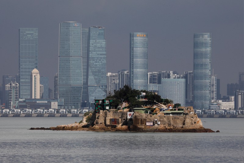 FILE PHOTO - Shiyu, or Lion Islet, which is part of Kinmen county, one of Taiwan's offshore islands, is seen in front of China's Xiamen, on Lieyu island, Kinmen county