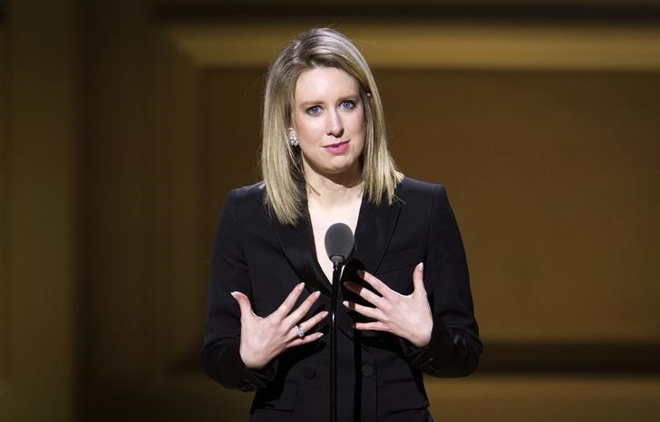 FILE PHOTO: Theranos CEO Holmes speaks on stage at the Glamour Women of the Year Awards where she receives an award, in the Manhattan borough of New York