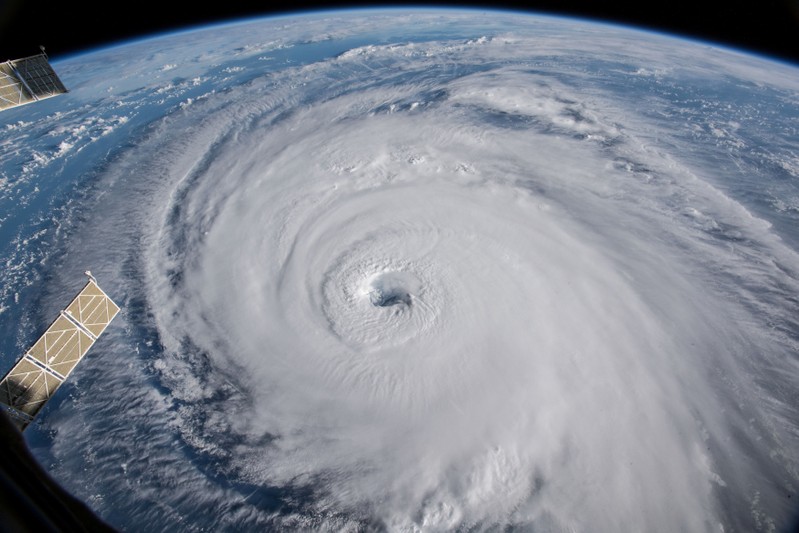 NASA handout photo of a view of Hurricane Florence shown churning in the Atlantic Ocean in a west, north-westerly direction heading for the eastern coastline of the United States
