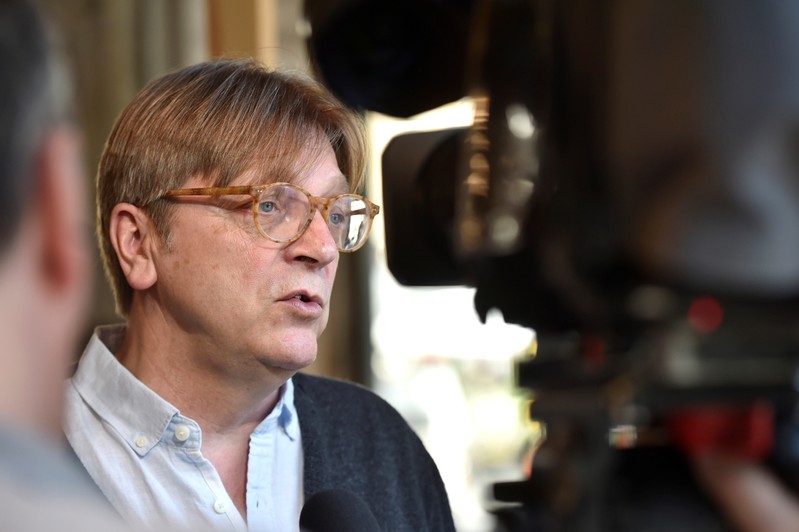 ALDE President and Former Belgium PM Verhofstadt takes part in the kick-off campaign of La Republique En Marche Benelux, in Brussels
