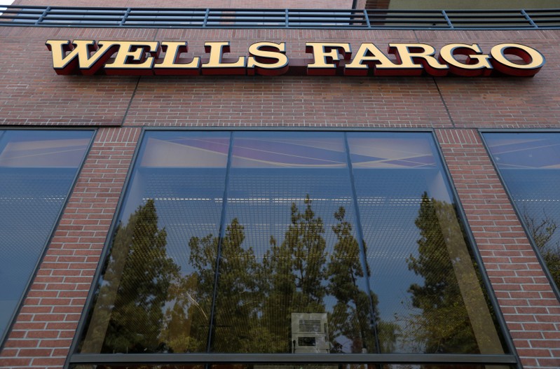 FILE PHOTO: The sign at a Wells Fargo banking location is pictured in Pasadena