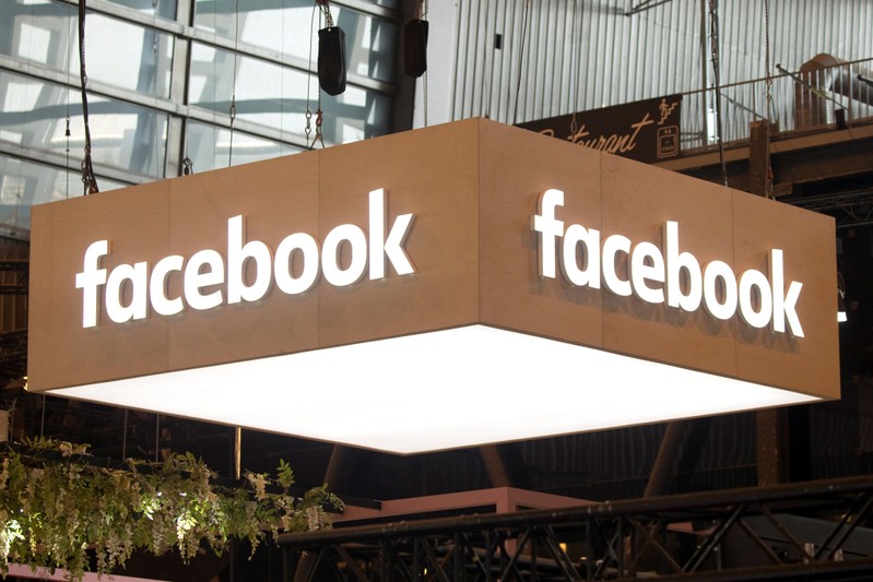 The logo of Facebook is pictured during the Viva Tech start-up and technology summit in Paris