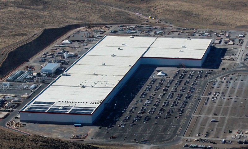 Aerial view of the Tesla Gigafactory near Sparks, Nevada