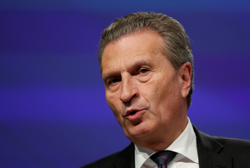EU Budget Commissioner Oettinger holds a news conference in Brussels