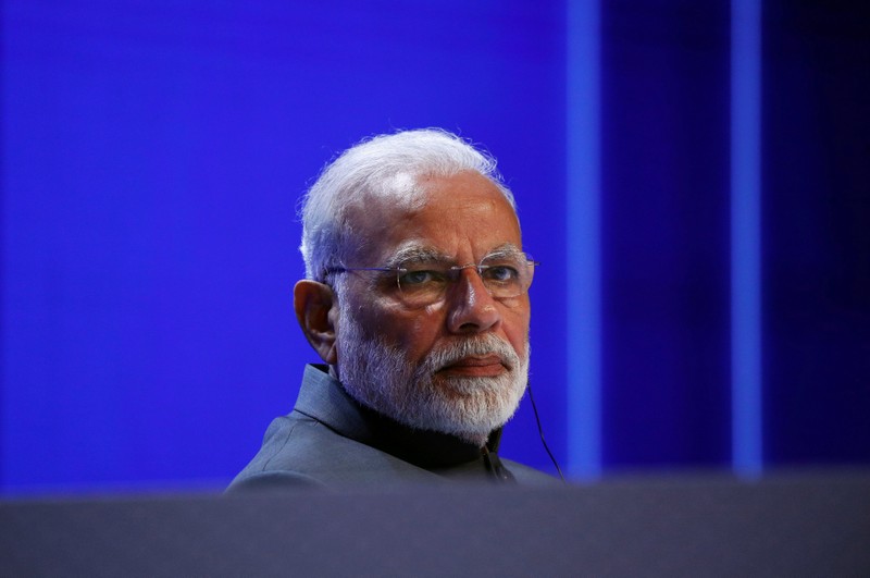 FILE PHOTO: India's Prime Minister Narendra Modi looks on during the keynote address at the IISS Shangri-la Dialogue in Singapore