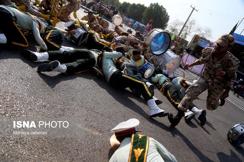 A general view shows an attack on a military parade in Ahvaz, Iran