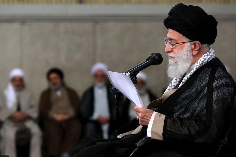 FILE PHOTO - Iran's Supreme Leader Ayatollah Ali Khamenei speaks at the Hussayniyeh of Imam Khomeini in Tehran