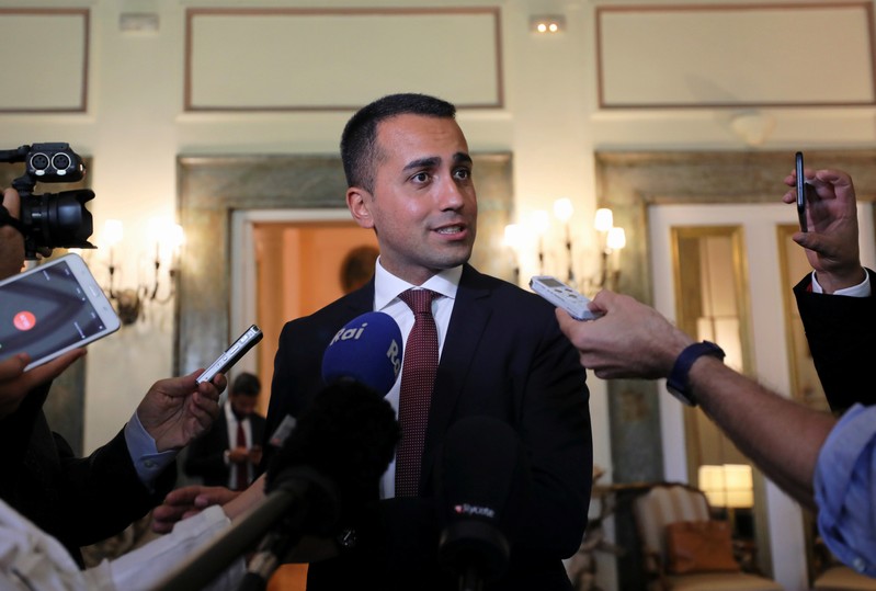 Italian Deputy PM Luigi Di Maio speaking during a news conference in Cairo