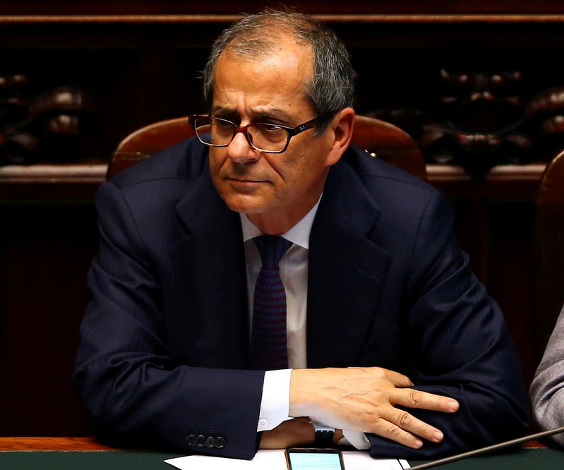 FILE PHOTO: Italian Economy Minister Giovanni Tria attends during his first session at the Lower House of the Parliament in Rome