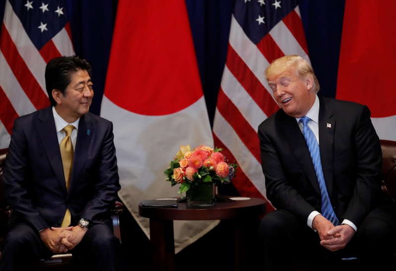 U.S. President Trump and Japan's Prime Minister Abe hold bilateral meeting on sidelines of 73rd session of the United Nations General Assembly in New York