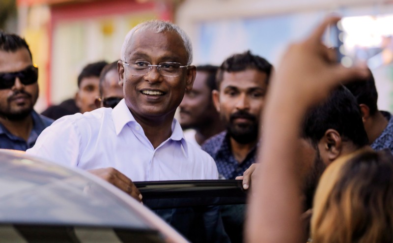 FILE PHOTO: Maldivian president-elect Mohamed Solih arrives at an event with supporters in Male