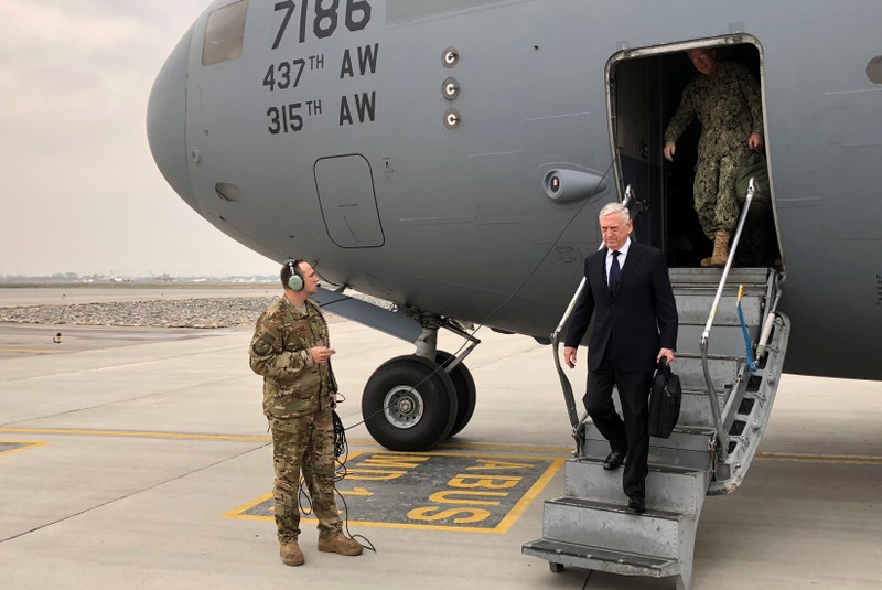 U.S. Defense Secretary Jim Mattis lands in Kabul