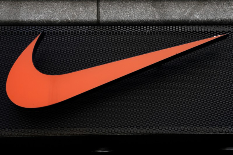 FILE PHOTO: The Nike swoosh logo is pictured on a store in New York City