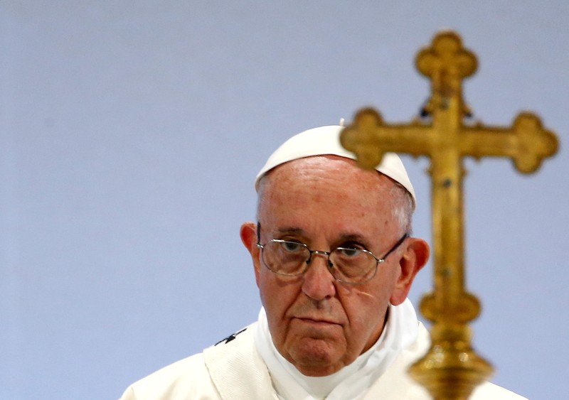 FILE PHOTO: Pope Francis leads a Holy Mass at the Palexpo in Geneva