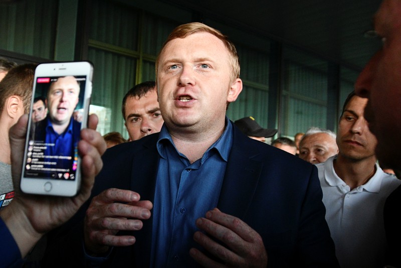 Gubernatorial candidate Ischenko meets with supporters during a rally following the election for governor of Russia's Primorsky Region in Vladivostok