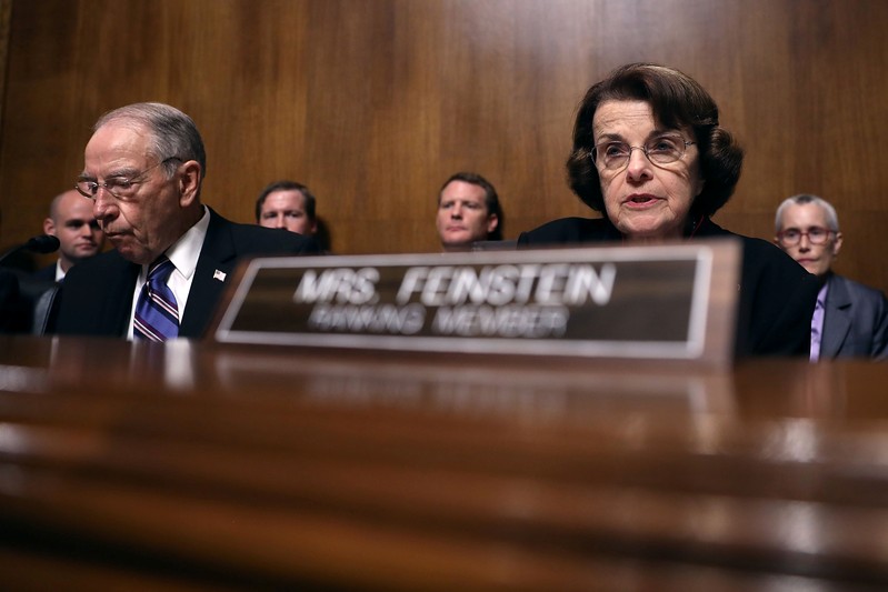 Senate Judiciary Committee ranking members Sen. Dianne Feinstein and Chairman Charles Grassley question Judge Brett Kavanaugh during his Supreme Court confirmation hearing in the Dirksen Senate Office Building on Capitol Hill