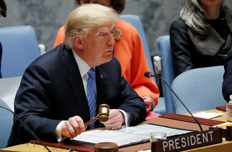 President Trump bangs gavel to open Security Council meeting at U.N. headquarters in New York